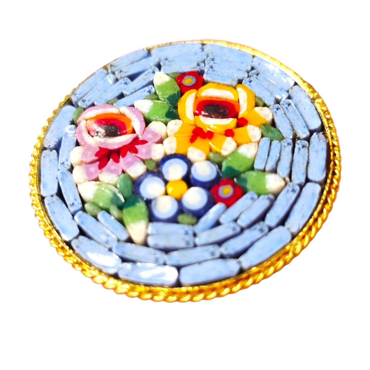Made in Italy Micro Mosaic Pin Brooch