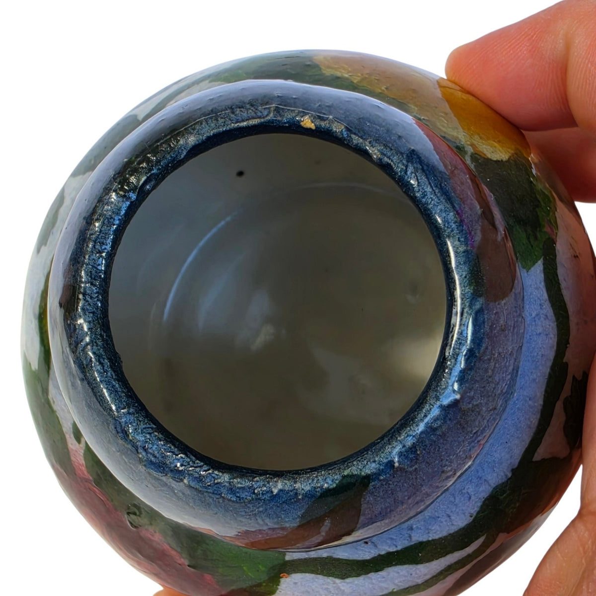 Vintage Hand Painted Floral Art Pottery Vase Crazed Glaze Roses 3.5"