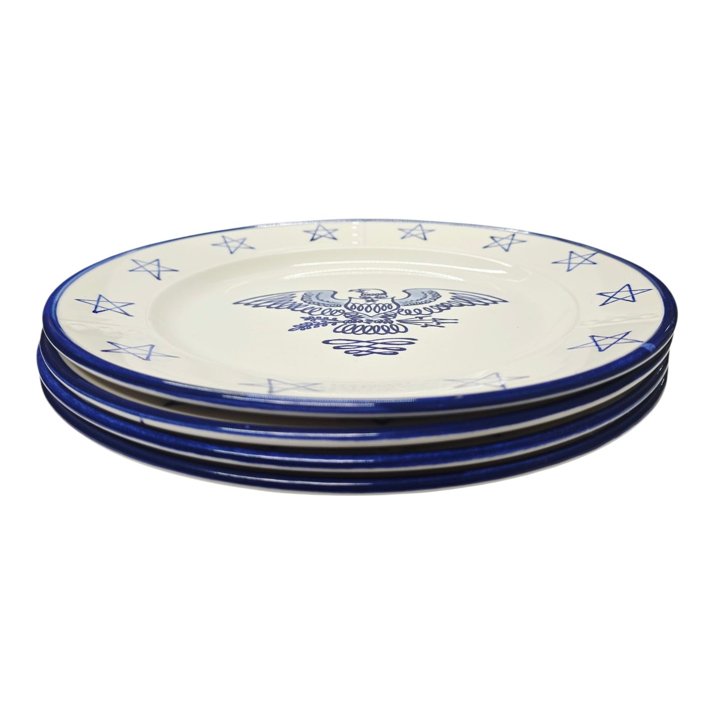 Set 4 Metlox Poppytrail Eagle Provincial Chop Plates Made in USA Patriotic Stars
