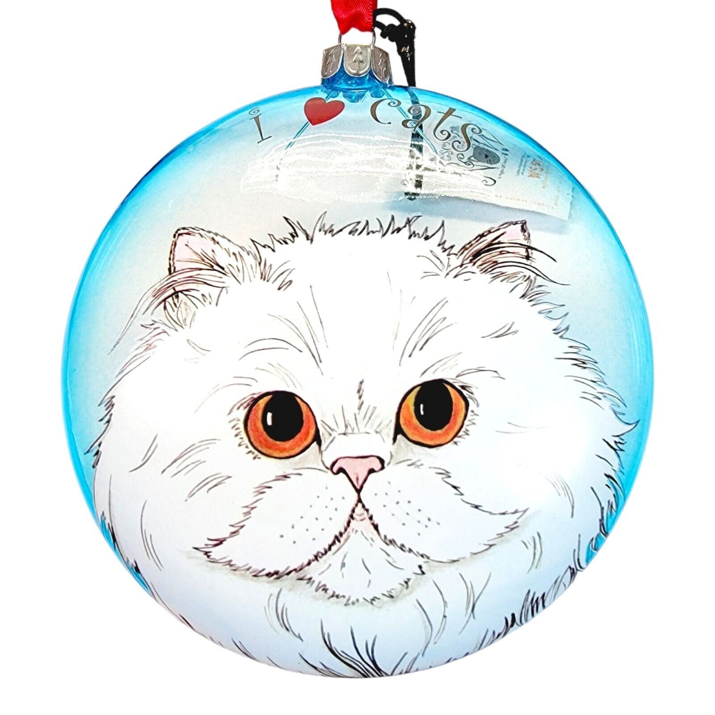 Cats By Nina Playful Persian Ornament, Rescue Me Now Pavilion Gift, I 🩵 Cats 5"