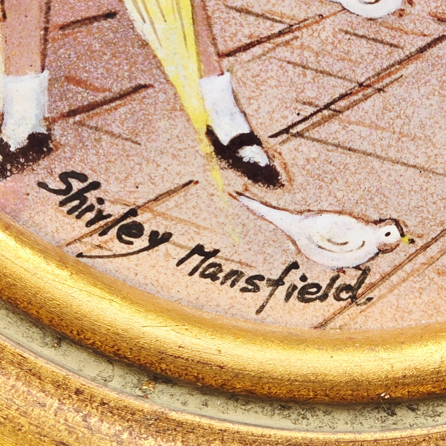 Shirley Mansfield Original Art Enamel on Copper Signed "The Flower Cart" 46/5000