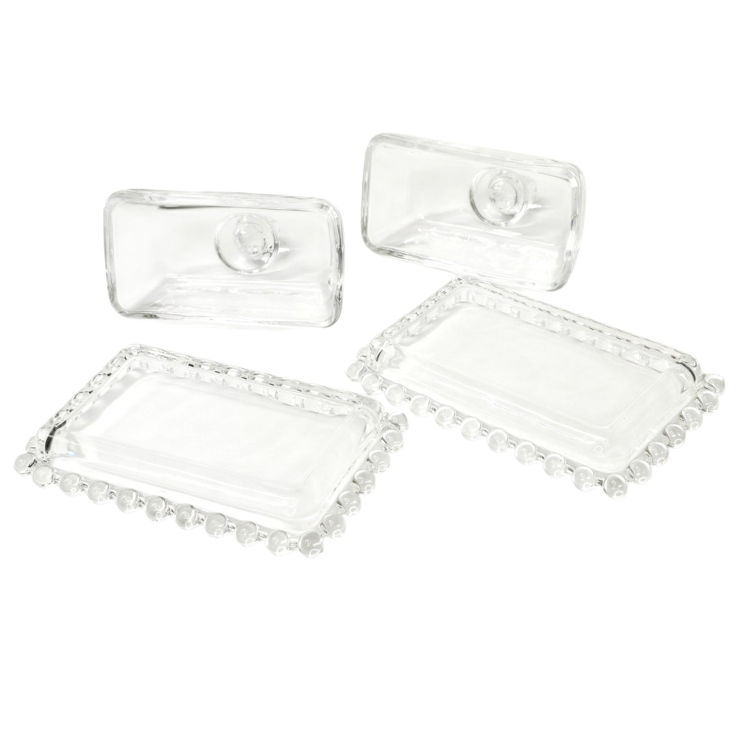Circleware Mini Glass Butter Dishes - Set of 2 Vintage Style Clear Pressed Glass