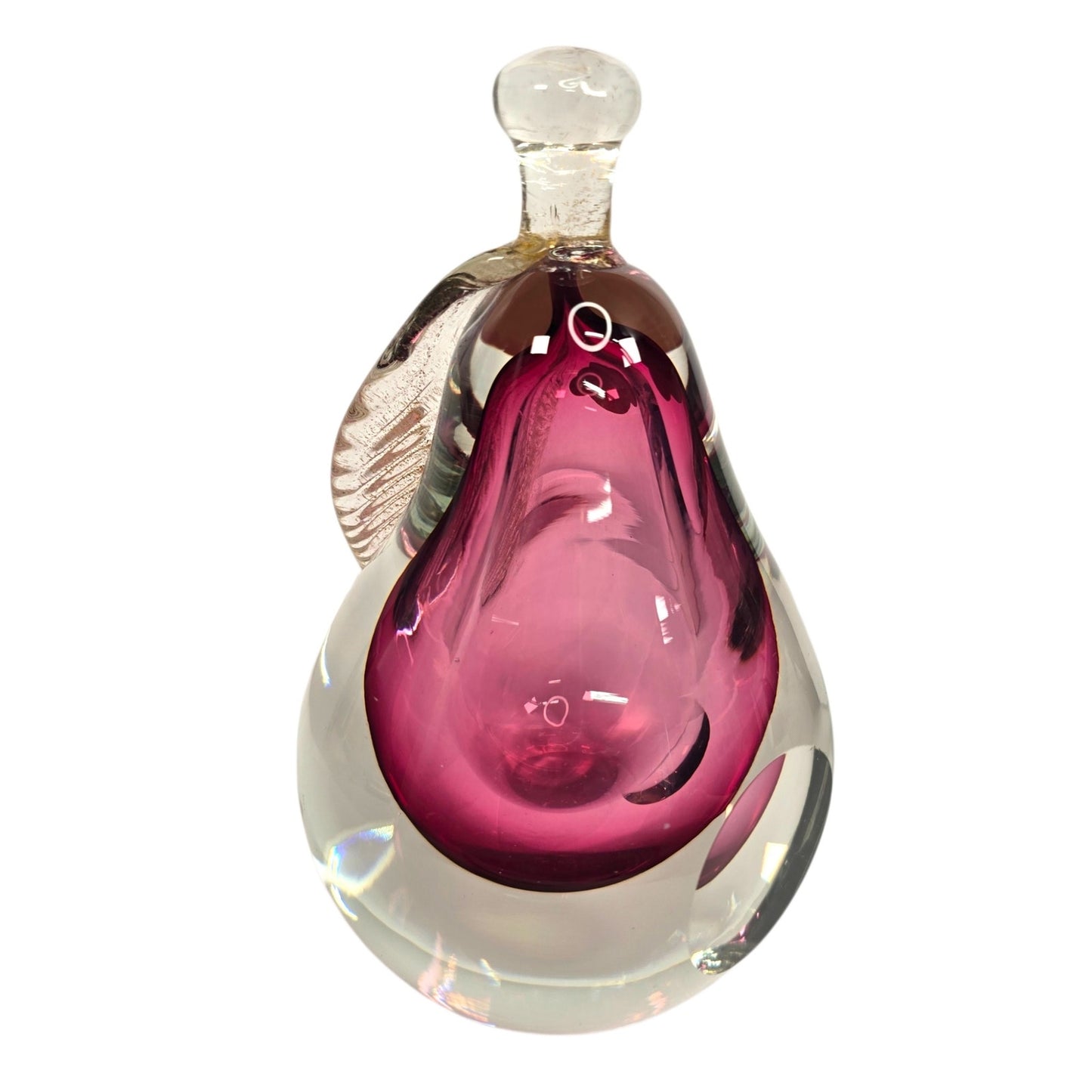 Alfredo Barbini Murano Sommerso Glass Pear Weil Ceramics Cranberry Adventurine