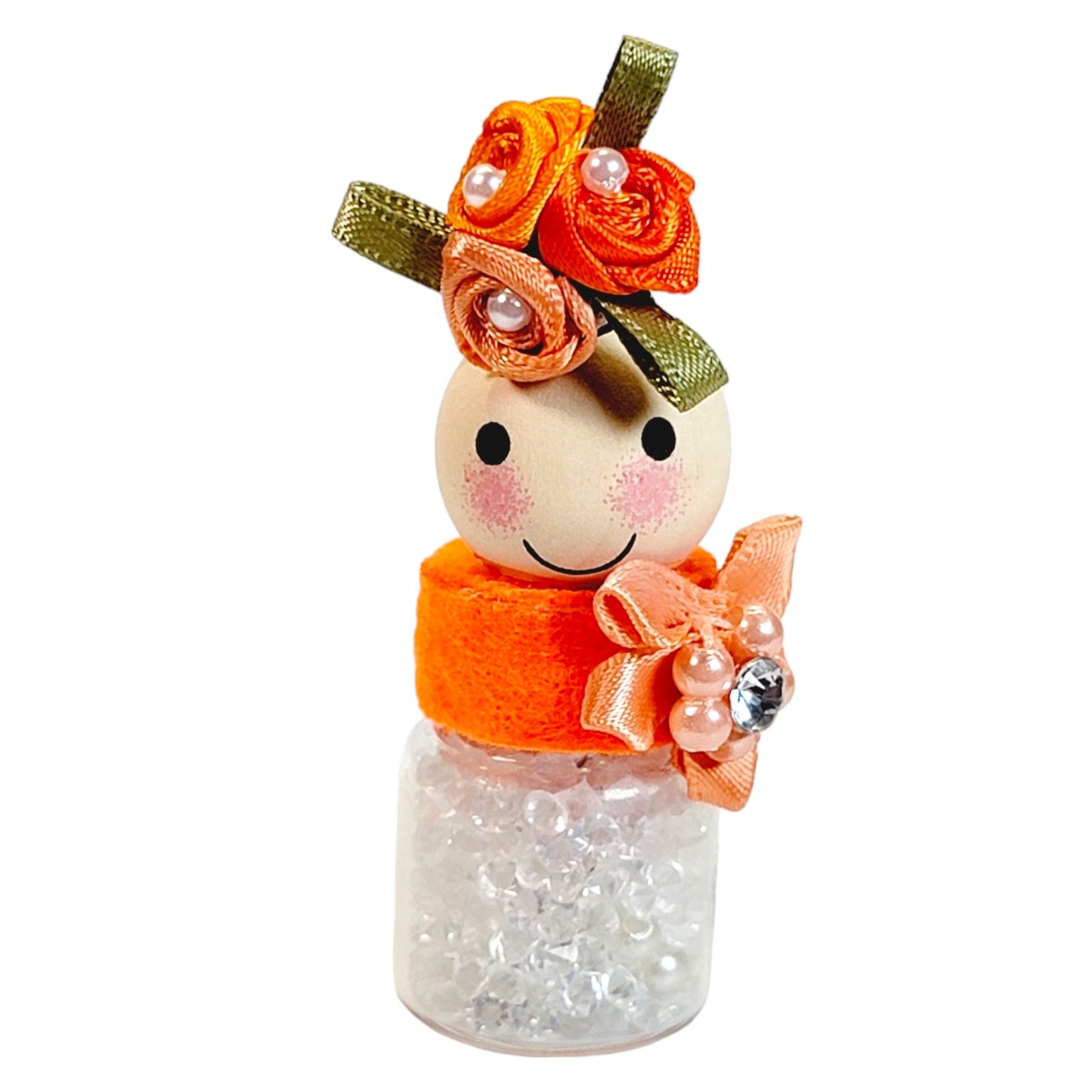 Orange Flower Sparkly Single Hat Pin Holder