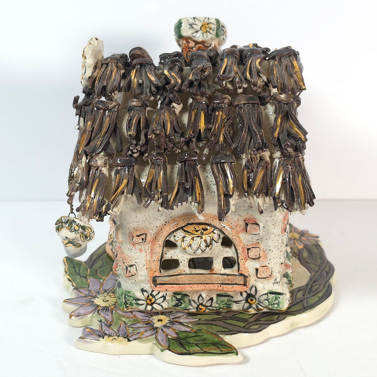 Vintage Blue Sky Clayworks Mom's Nest Cottage Tealight House & Plate 2002
