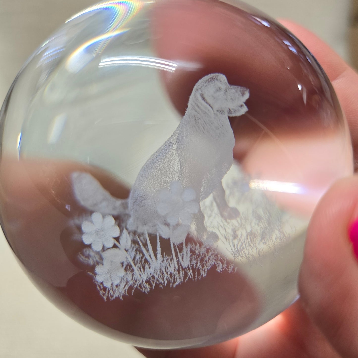 (Reserved for Customer) Lot of 4 Art Glass Orbs Raincloud, Dog, Earth, Solar System + Glass Habitat Base