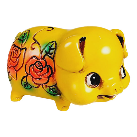 Vintage Retro Hippie Flower Piggy Bank Made In Japan Floral Glows under UV Light