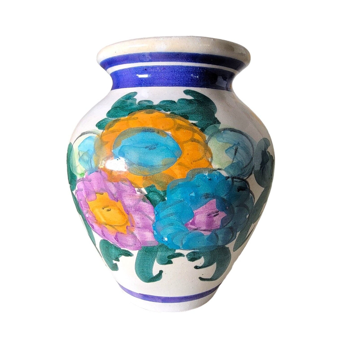 Hand Painted Floral Vase, Hand Made, Signed