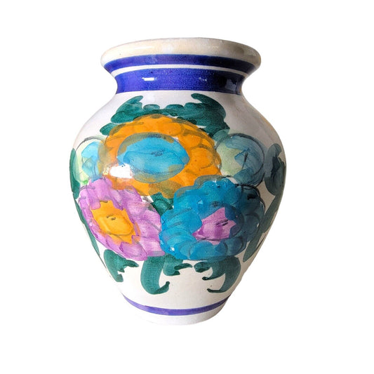 BEAUTIFUL HAND PAINTED VASE FLORAL DESIGN