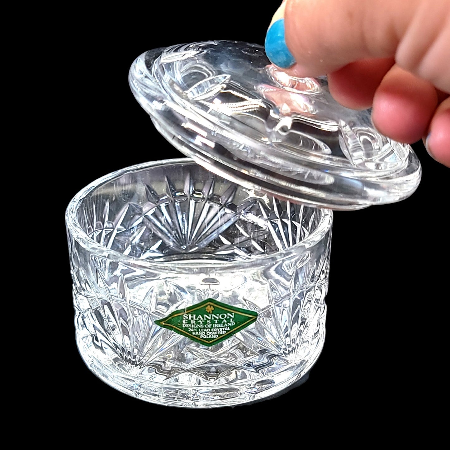 Shannon Crystal Stackable Creamer & Sugar with Lid, Irish Design Crafted in Poland, Cut Design