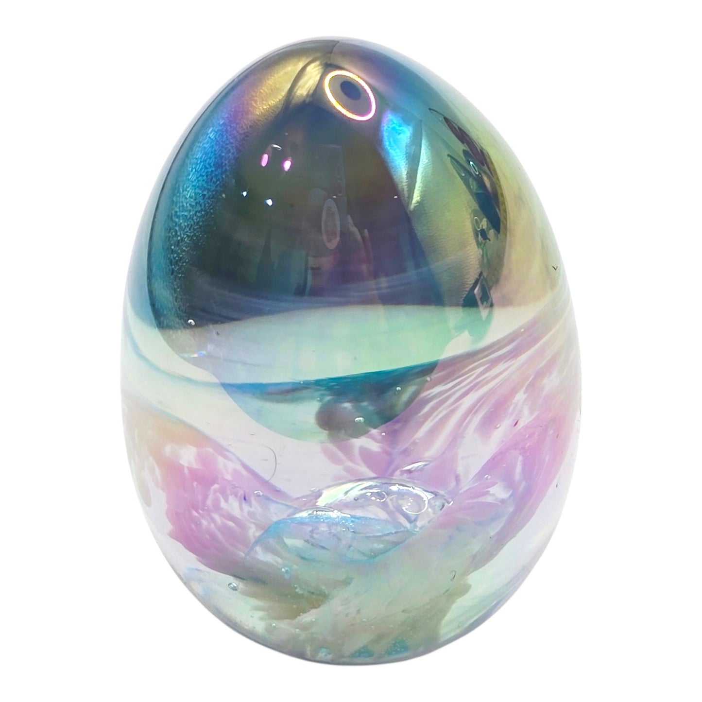 Glass Eye Studio Mt St Helens Ash Paperweight Signed MSH 1983 Mike Shaw Blue Vtg