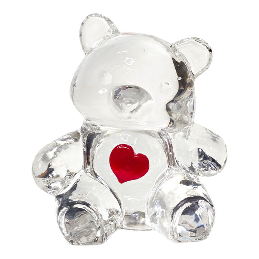 Fenton Art Glass Crystal Bear Figurine Ruby Red Heart Valentine July Birthstone