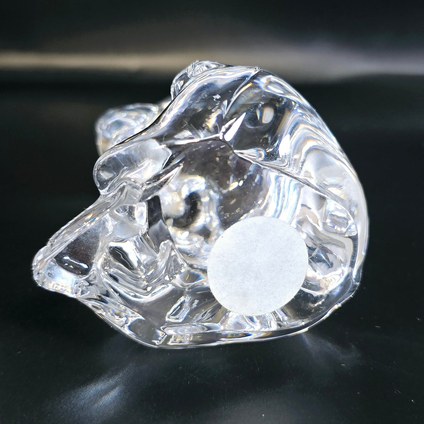 Handblown Clear Art Glass Bear, Polished Bottom