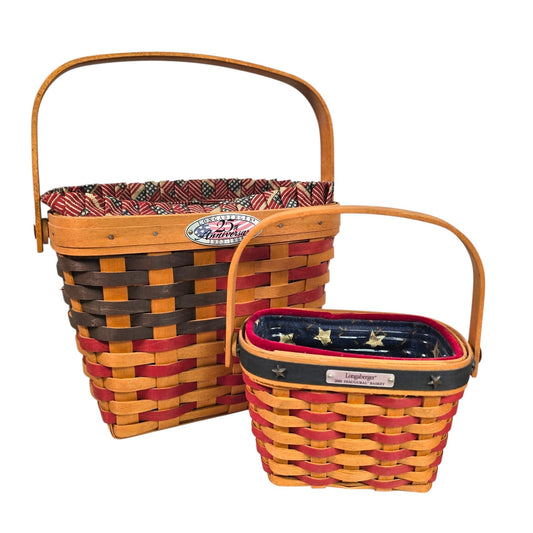 Pair of Vintage Patriotic Longaberger Baskets (1998 25th Anniversary & 2001 Inaugural)