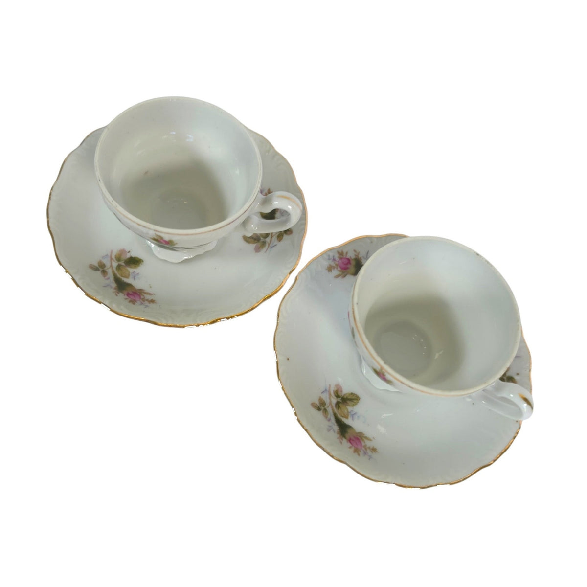 Vintage Royal Sealy Japan Floral Porcelain Teacups & Saucers, Set of 2
