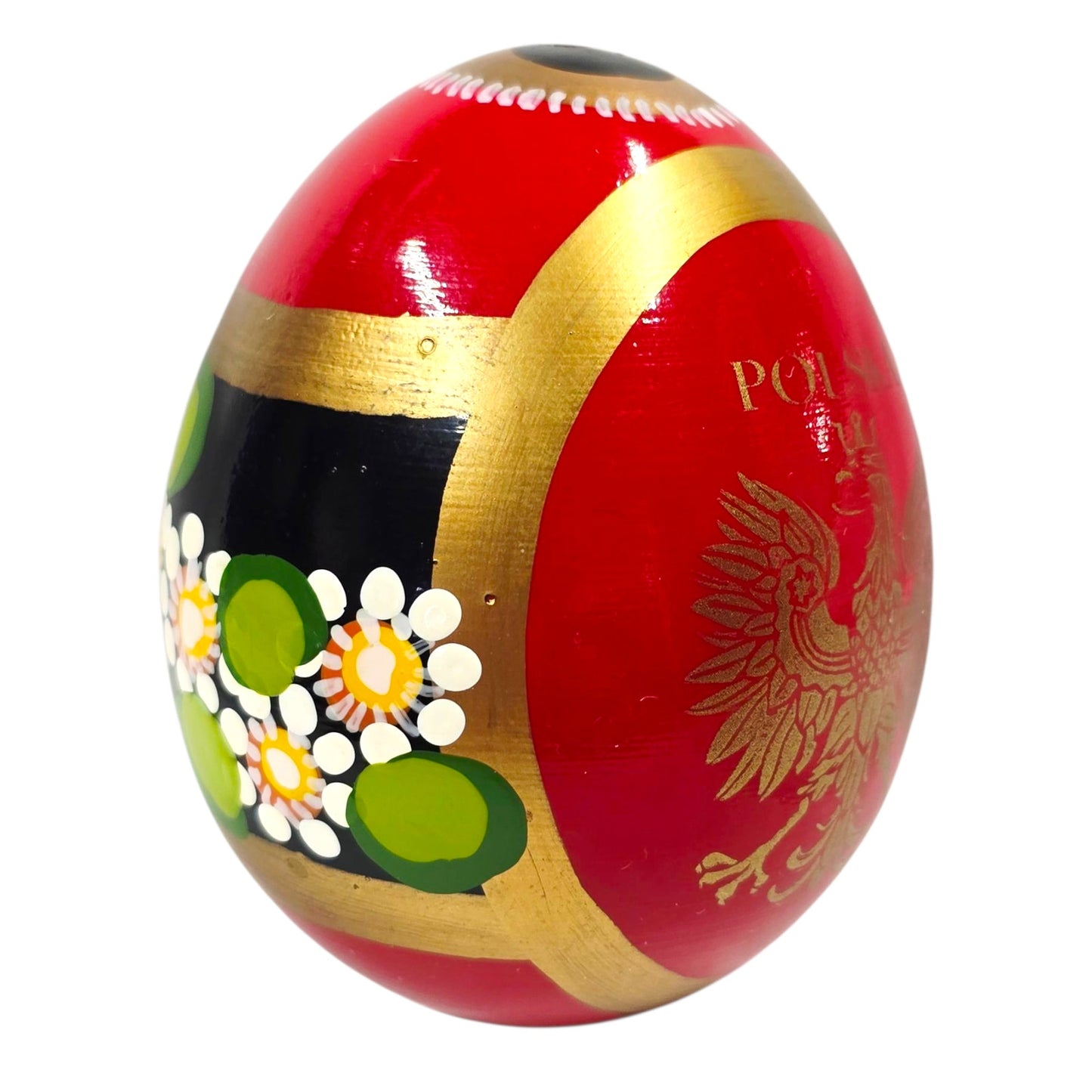 Set of 2 Polish Arteggs Hand Painted Easter Eggs Polish White Eagle Floral Folk