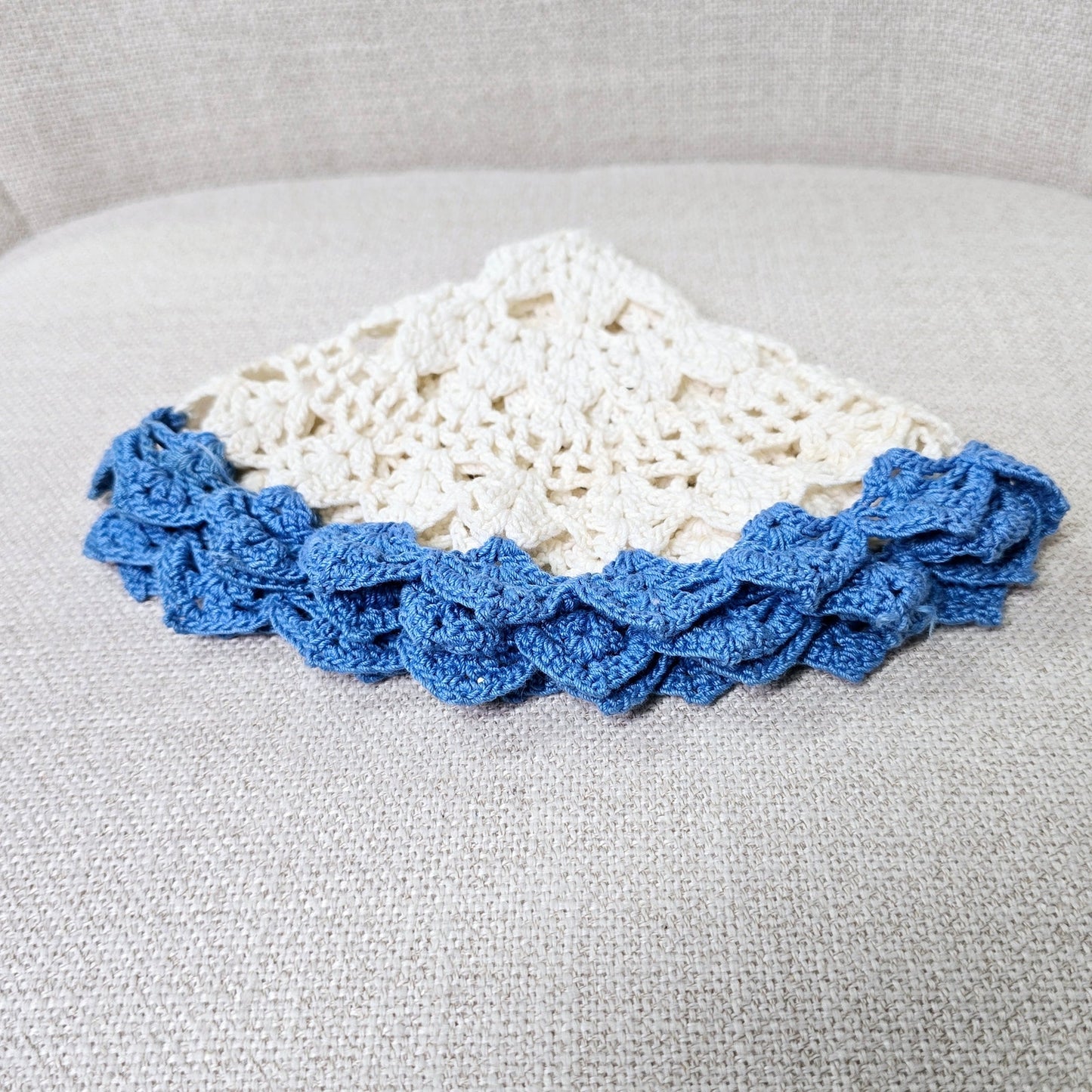 12" Blue Trim Crochet Doily