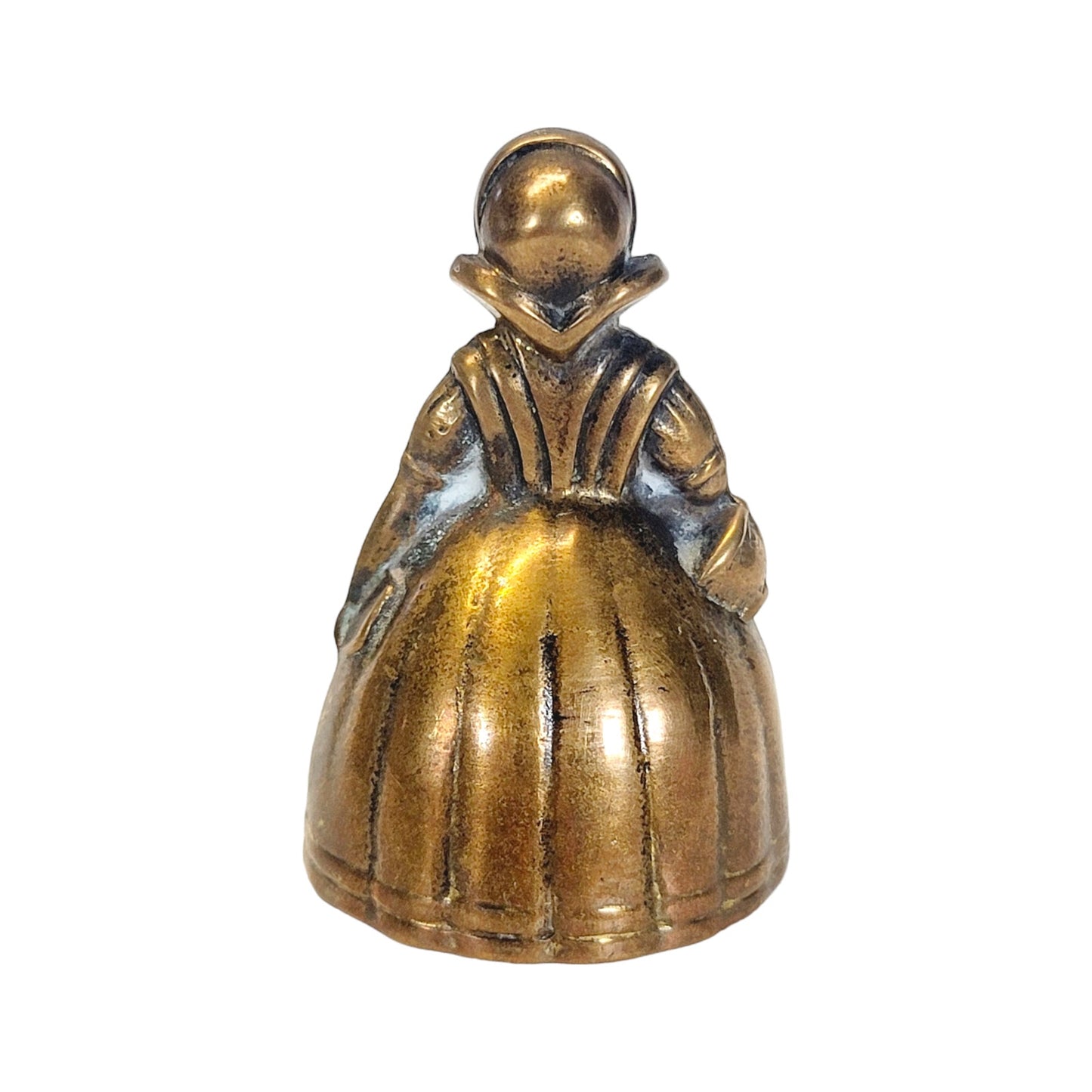 Vintage Peerage Solid Brass Figural Dinner Hand Bell Royal Lady 2" H