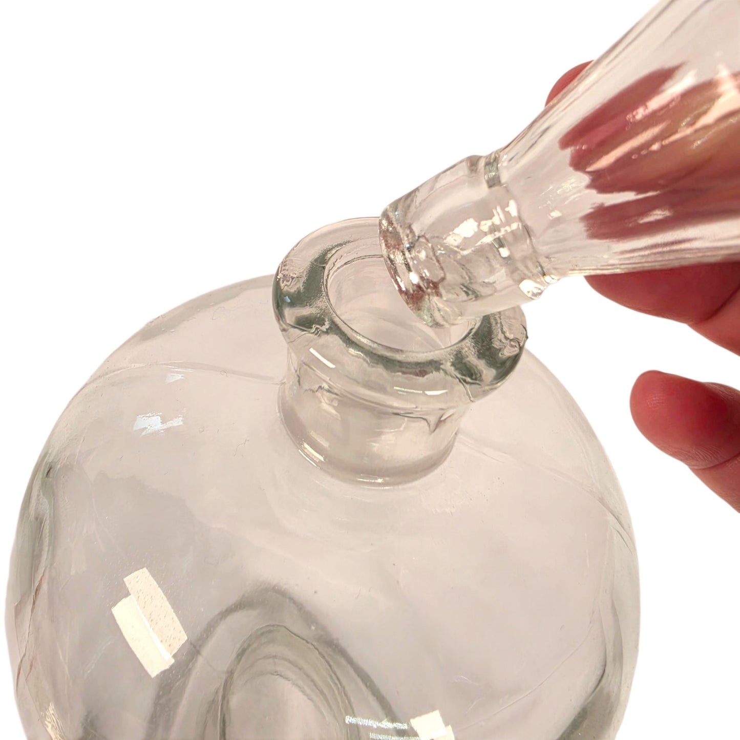 Antique Apothecary Show Bottle Ribbed Stopper Glass Pharmacy Jar 365 UV Reactive