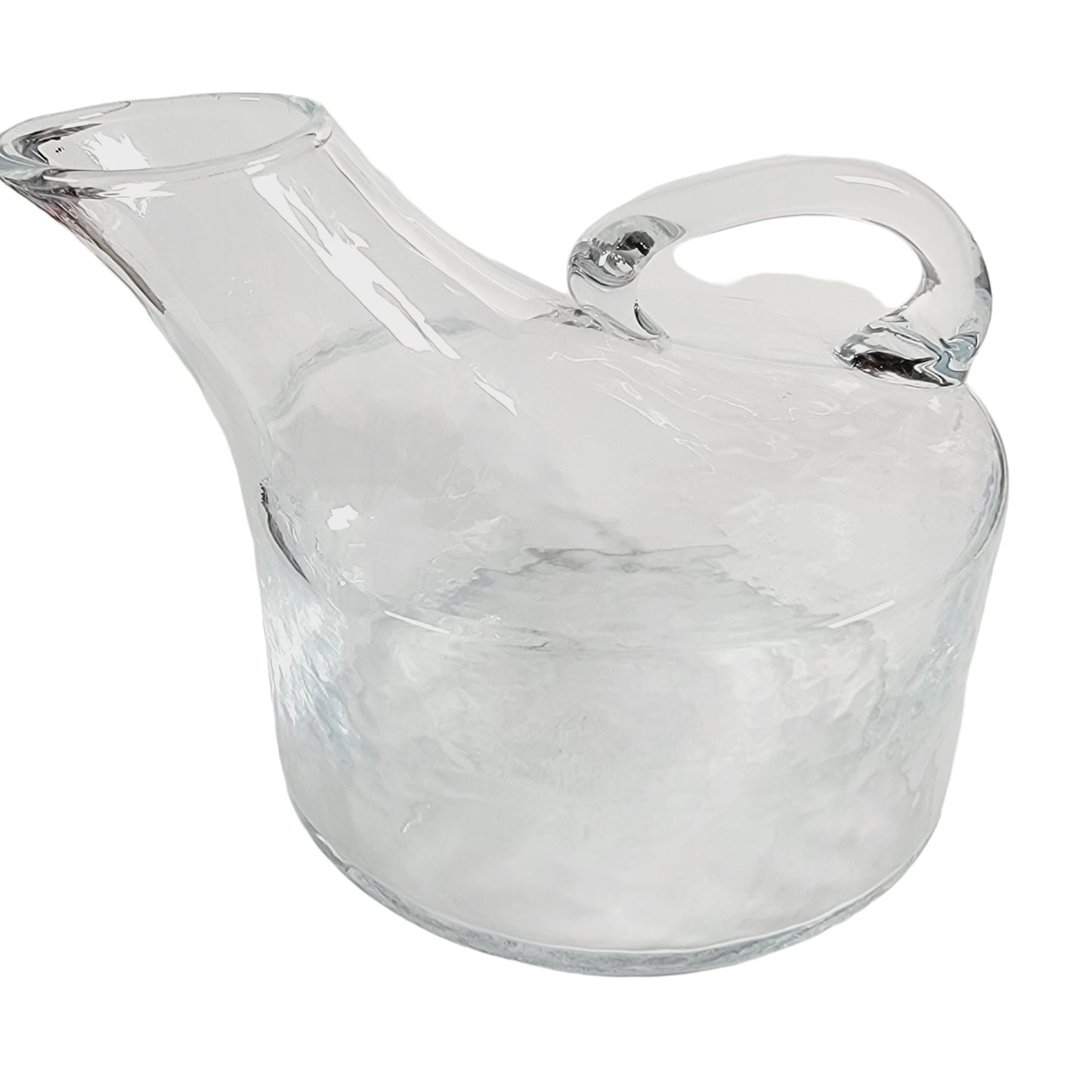 Textured Glass Wine Carafe with Slanted Spout and Handle, Wine Decanter