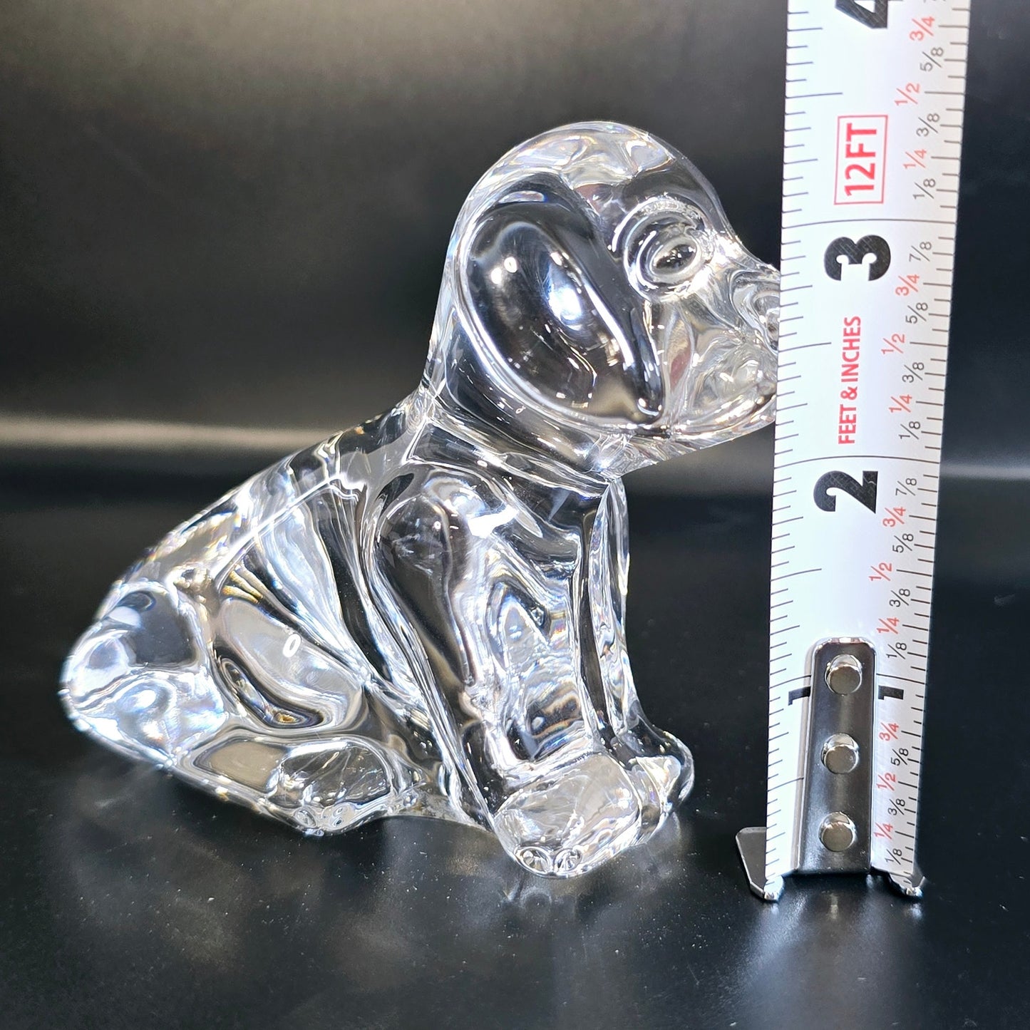 Villeroy and Boch Clear Glass Dog Figurine Paperweight, etched marking