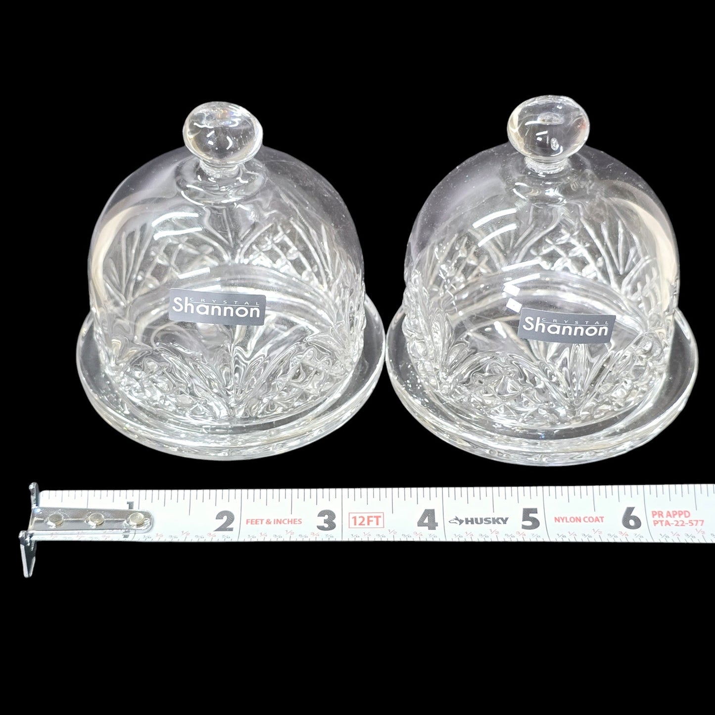 Dublin Shannon Crystal Petite Servers Domed Butter Dishes Set of 2  New In Box