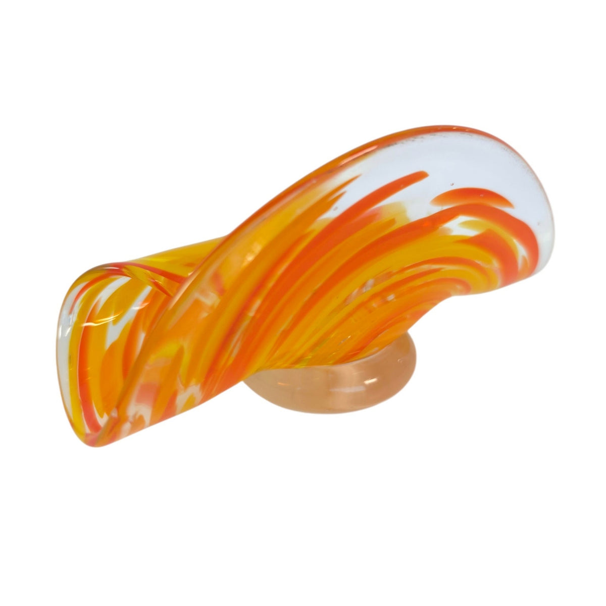 Signed James Hayes Art Glass Business Card Holder Hand Colorful Blown Desk Decor