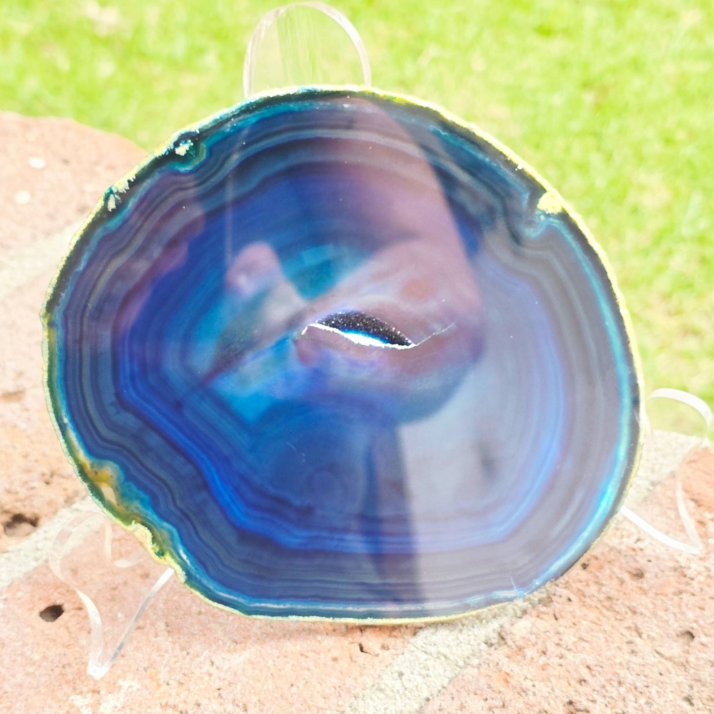 Blue Agate Geode Crystal Druzy Slab Slice