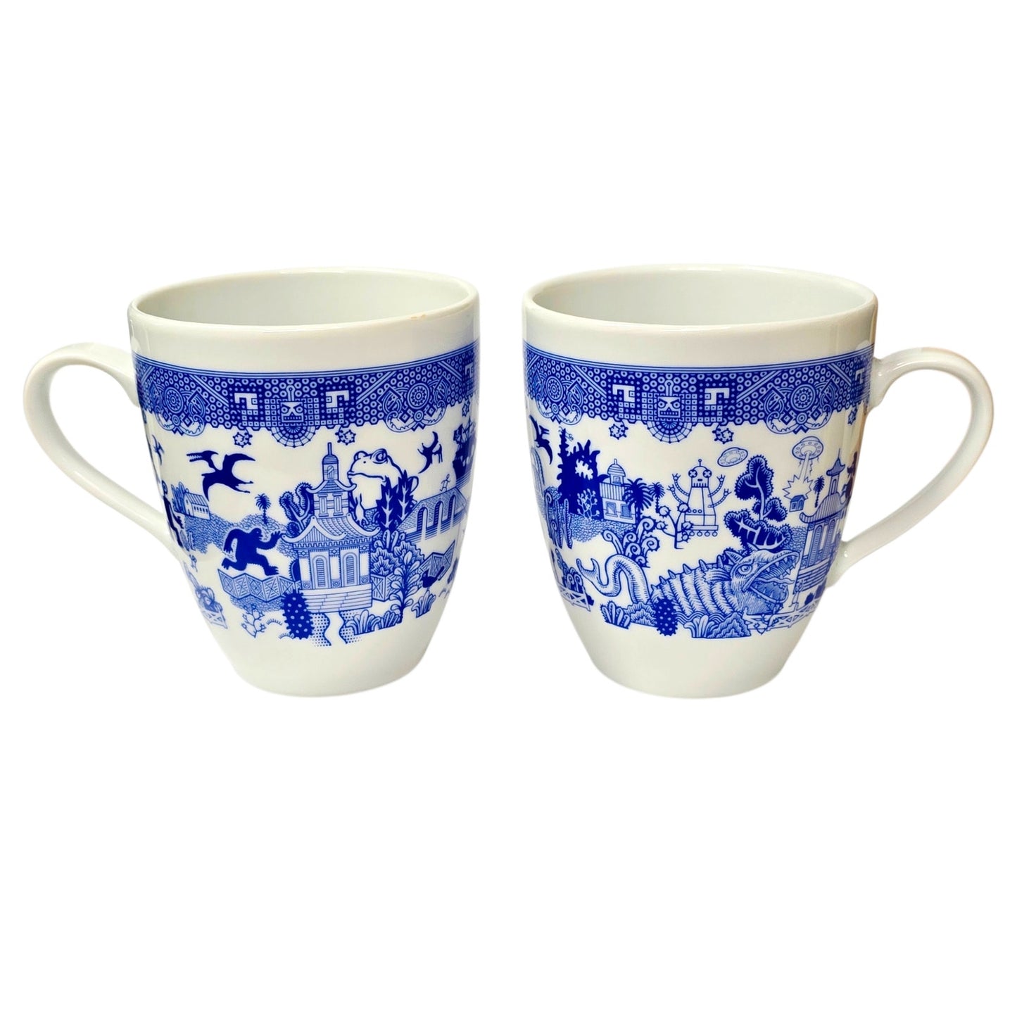 Calamityware Things Could Be Worse Mugs Set of 2 Blue White Porcelain Coffee Mug