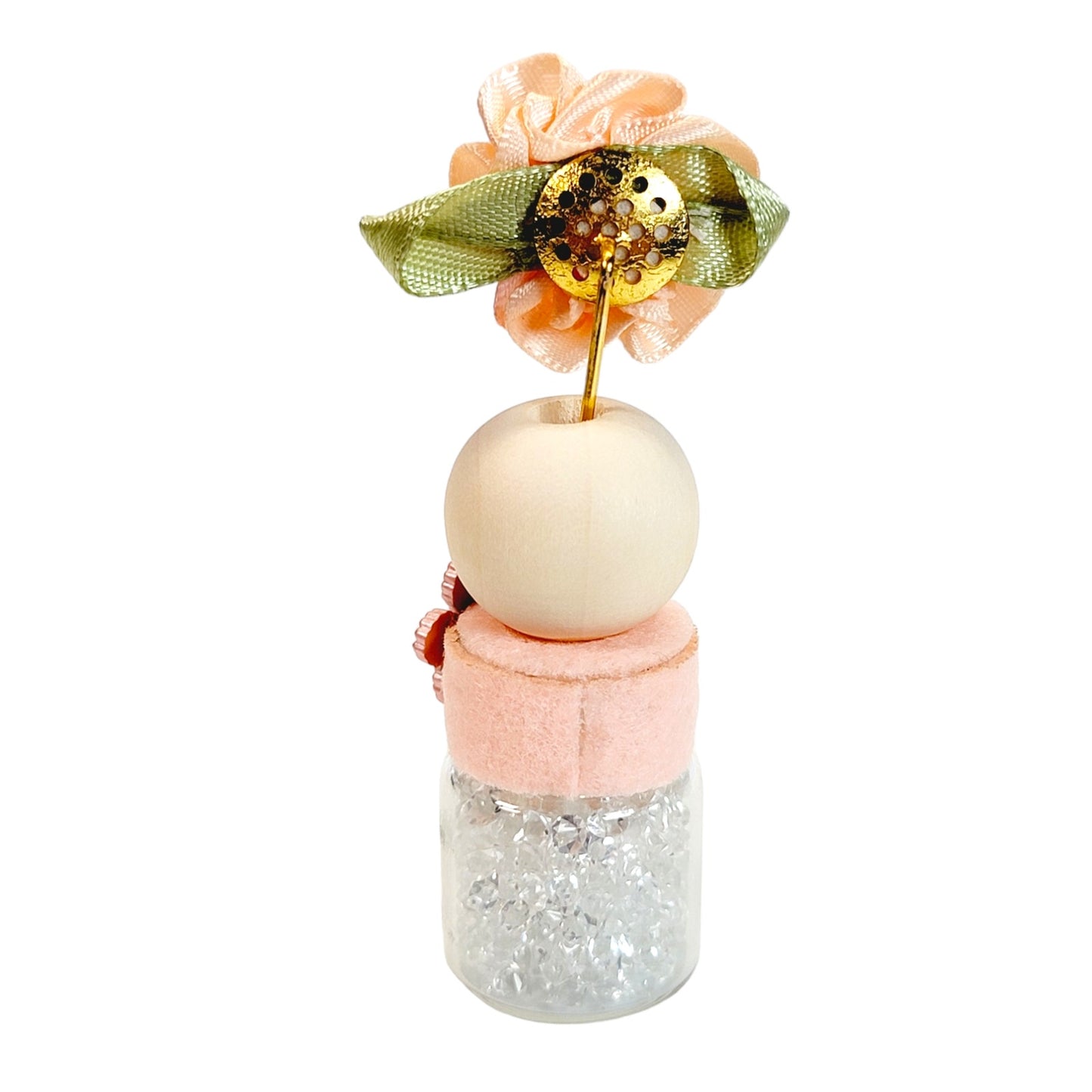 Peach Flower Sparkly Single Hat Pin Holder