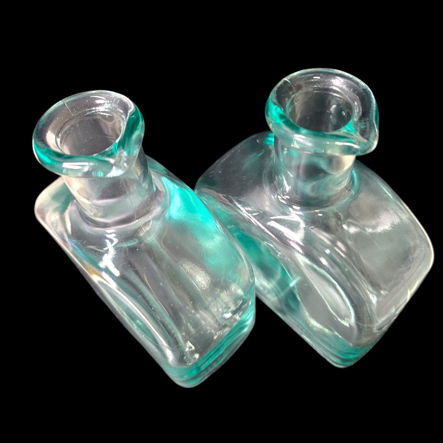 Pair Italian Glass Bottles Italy 500 ml Recycled Glass Apothecary Farmhouse Boho