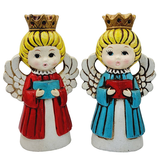 Set of 2 Vintage Homco Christmas Angels Choir Candle Holders