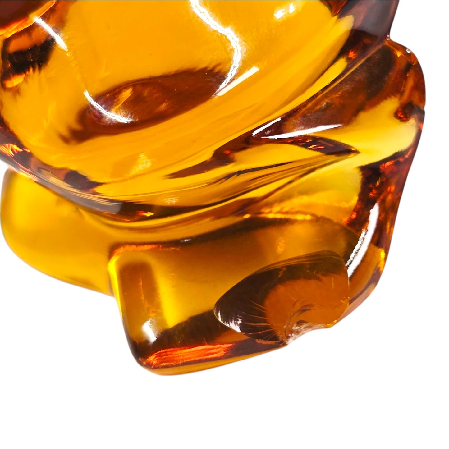 Vtg Fostoria Amber Glass Duck MCM Figural Mother Duck & Duckling AS IS Duckling