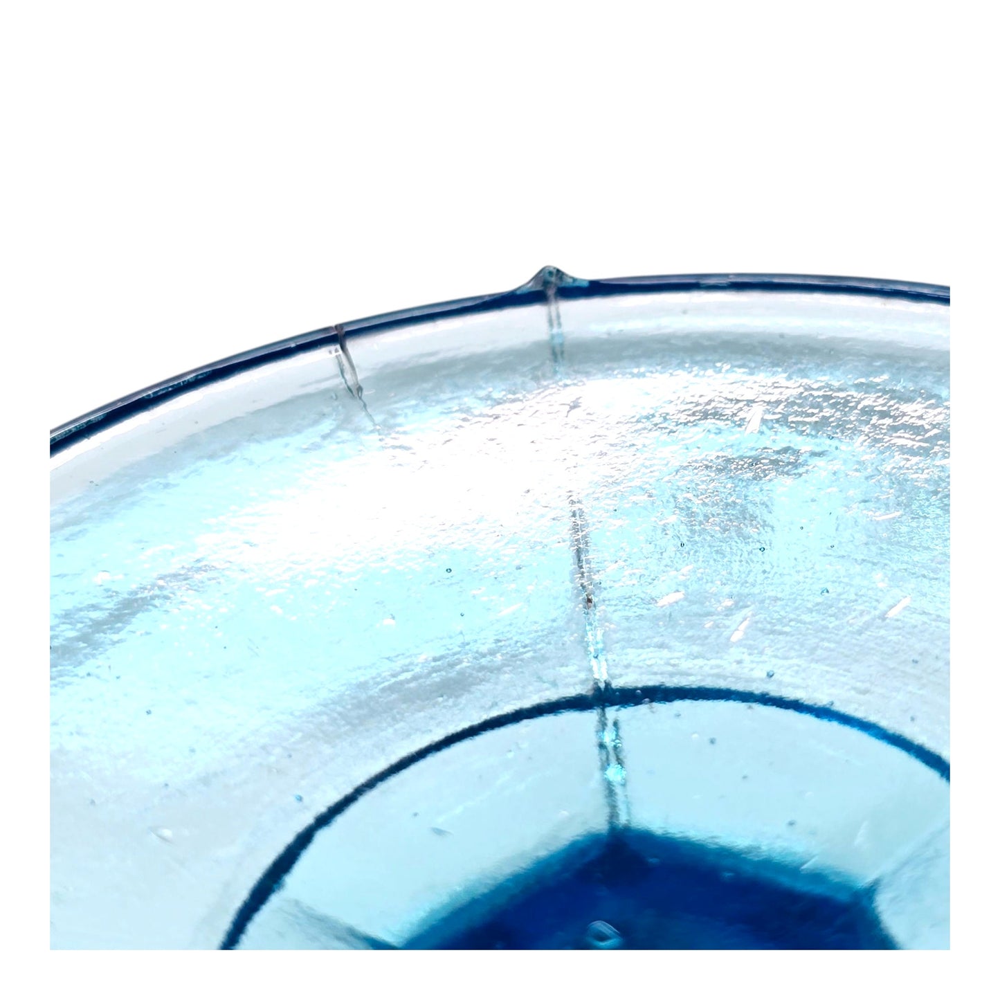 AS IS Fenton Blue Ruffled Pedestal Compote Coin Dot Candy Dish Glows Manganese