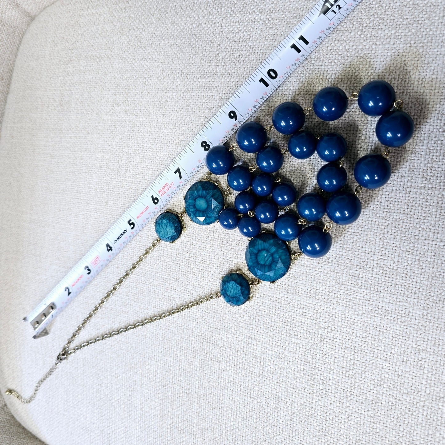 Gorgeous Multi-Stranded Blue Bead Statement Necklace