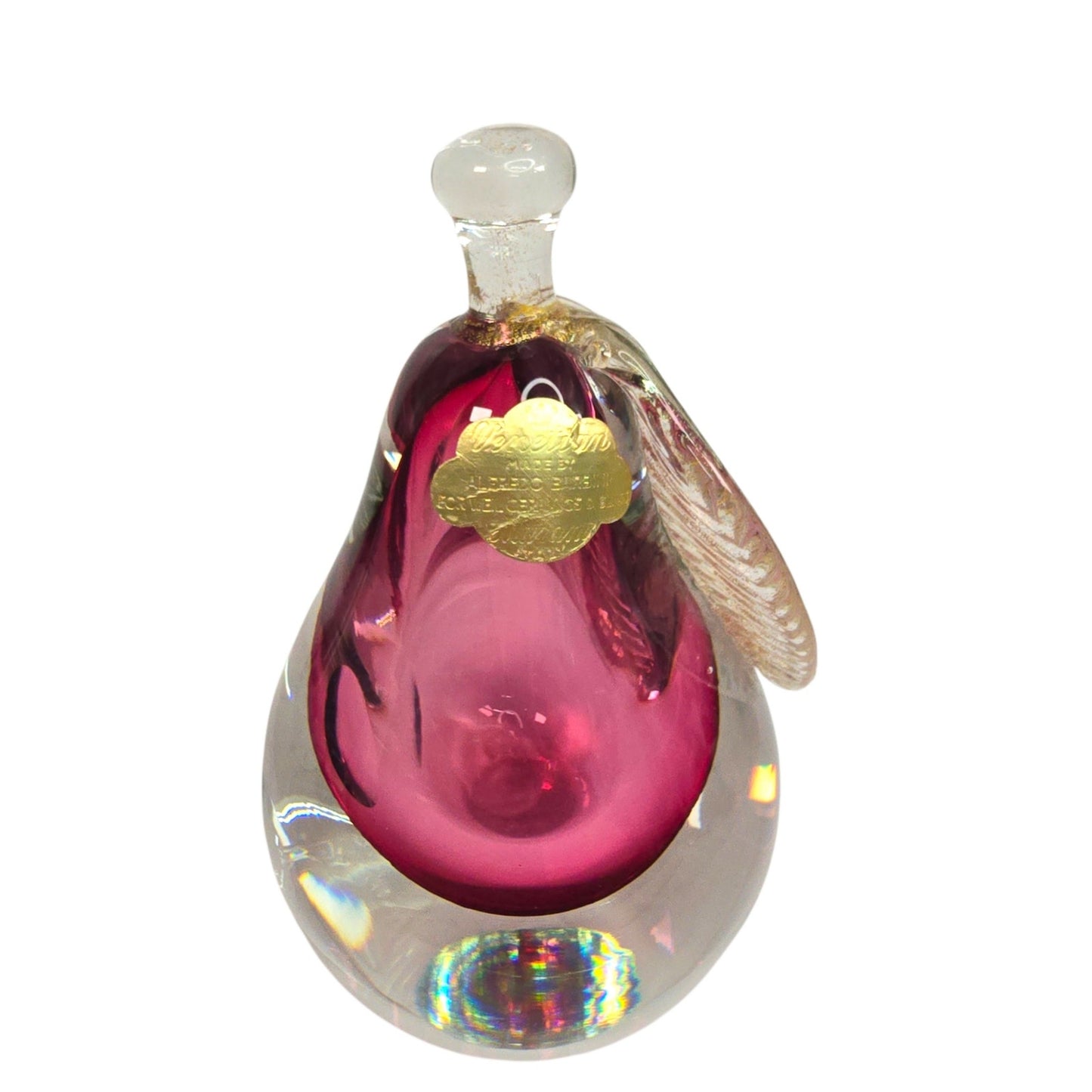 Alfredo Barbini Murano Sommerso Glass Pear Weil Ceramics Cranberry Adventurine