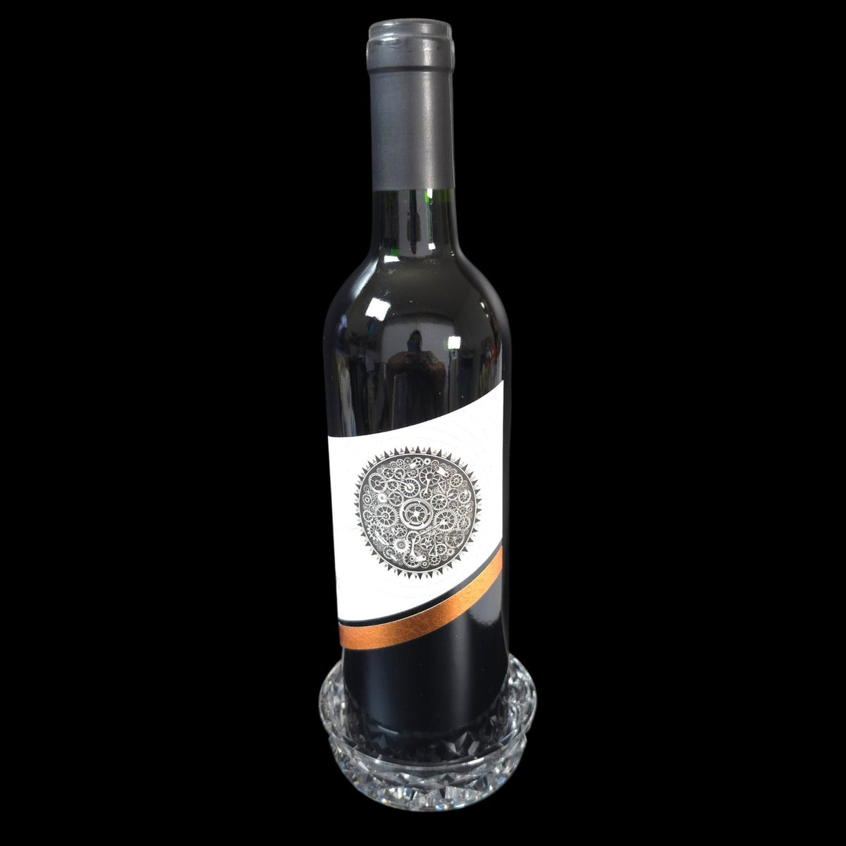 Kinsale Crystal Ireland Hand Cut Signed Wine Bottle Coaster Starburst 4"