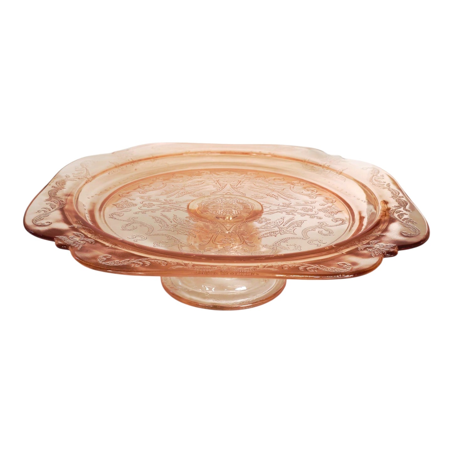Vintage Pink Madrid Depression Glass Pedestal Cake Stand
