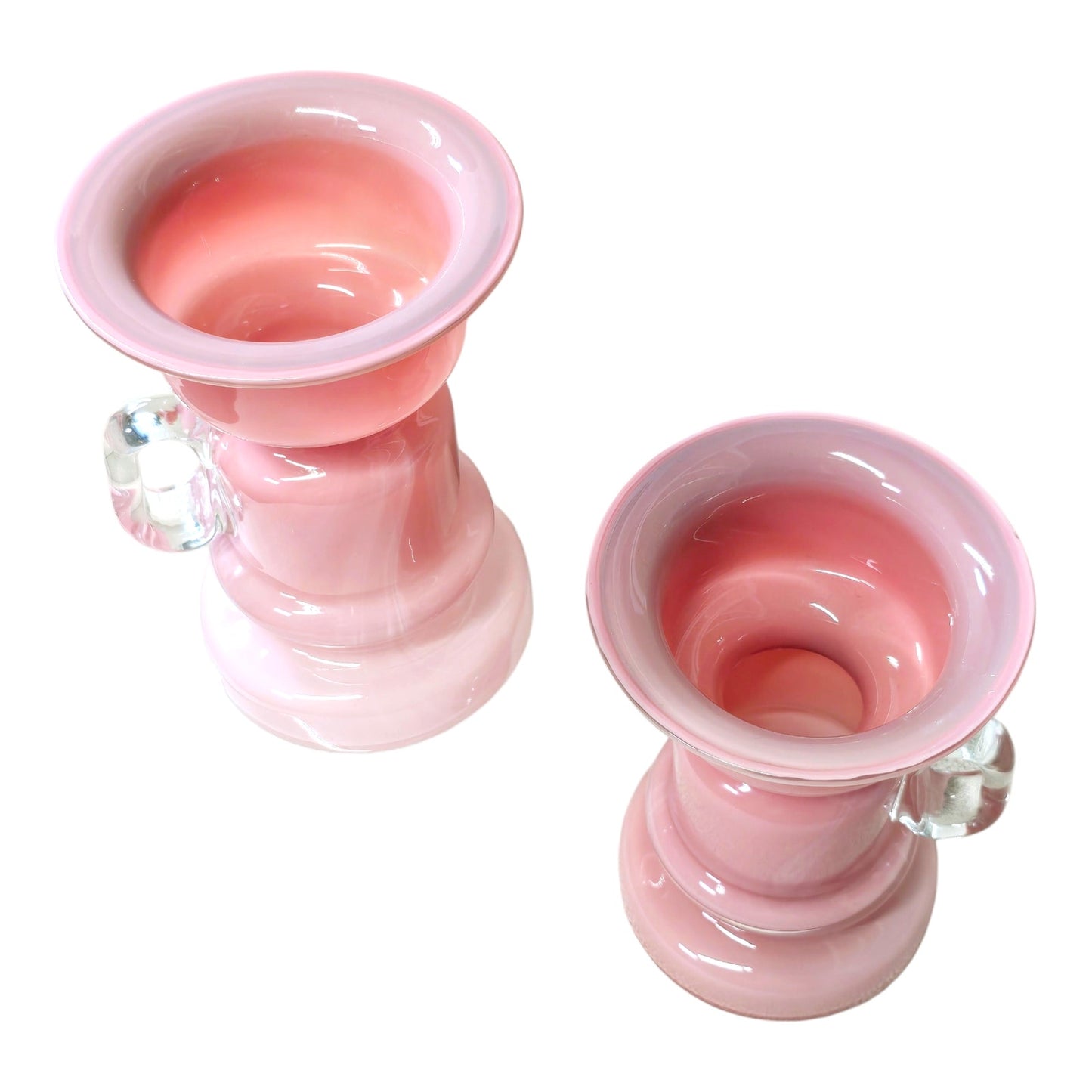 Pink Polish Glass Vases, Jerzy-Sluczan-Orkusz Midcentury Vintage Candle Holder