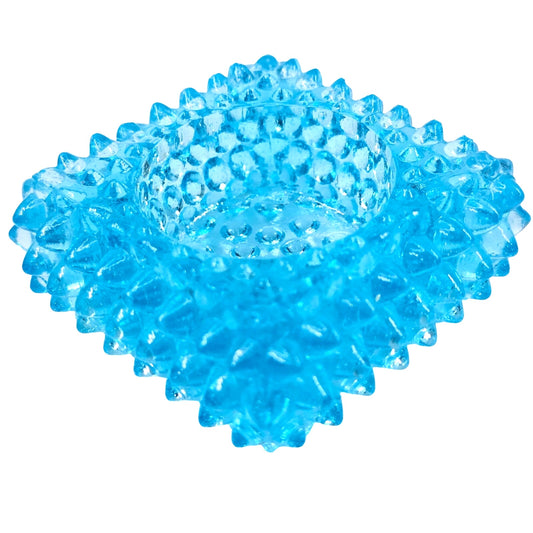 Vintage Fenton Aqua Glass Hobnail Spiked Ashtray Blue Square Tea Light 3"