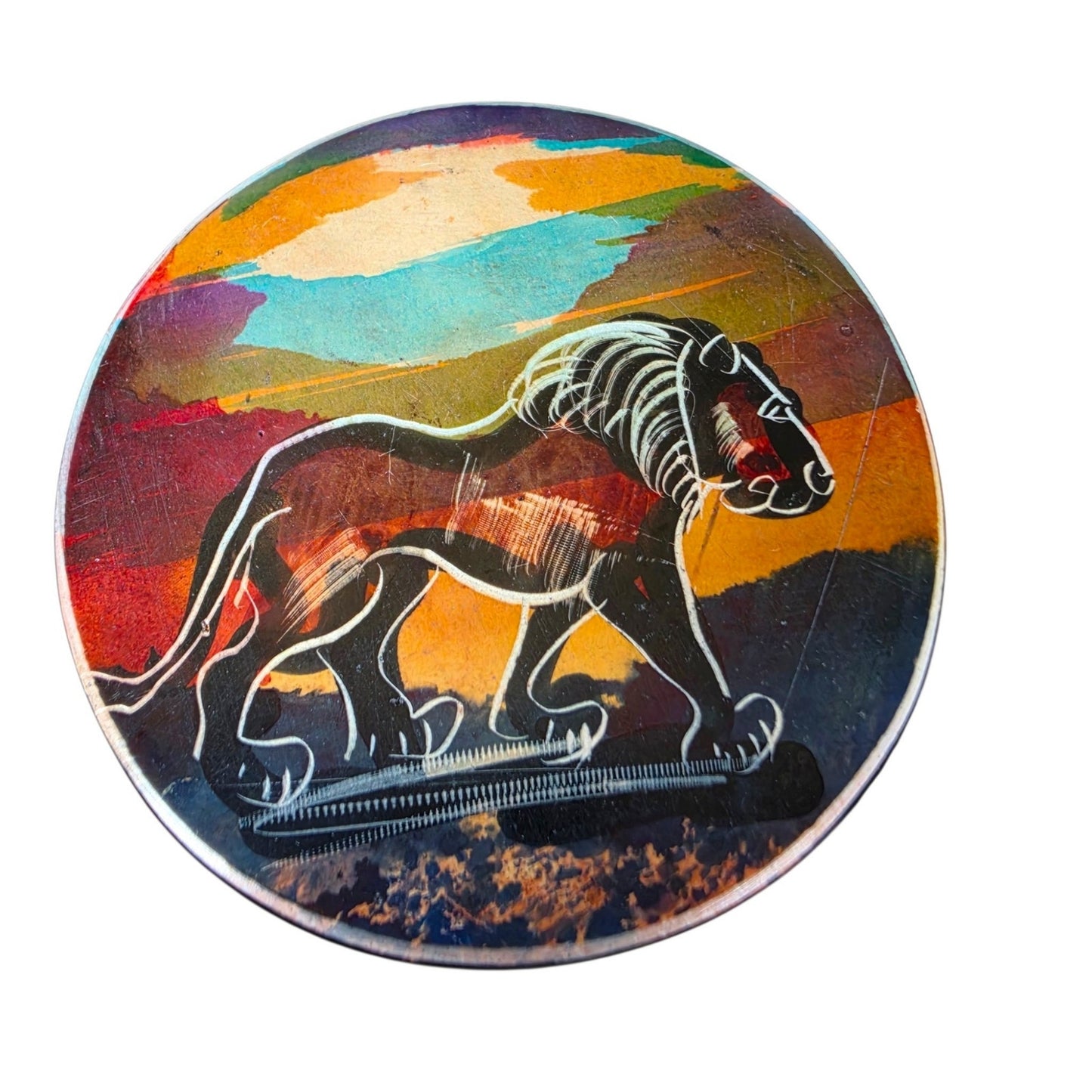Vintage Serengeti Sunset Soapstone Coasters African Wildlife Holder Set