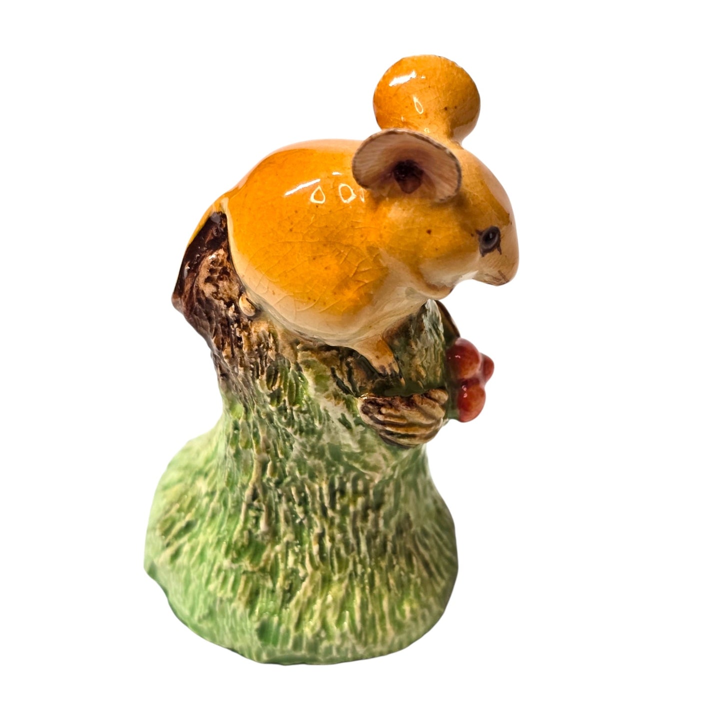 Basil Matthews Mouse on Tree Stump Figurine Signed Vintage Studio Pottery