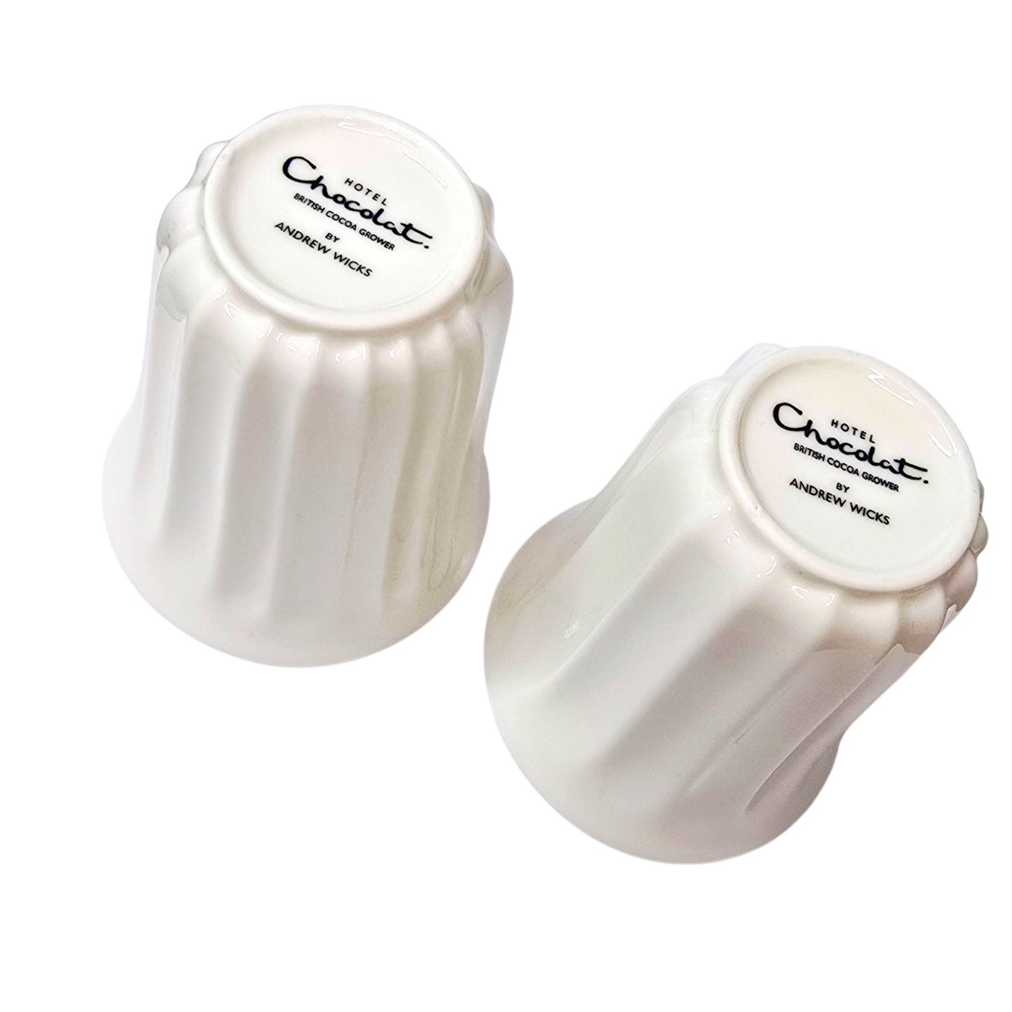 Hotel Chocolat White Cups Set 2 Andrew Wicks Handleless Cocoa Mugs Modern