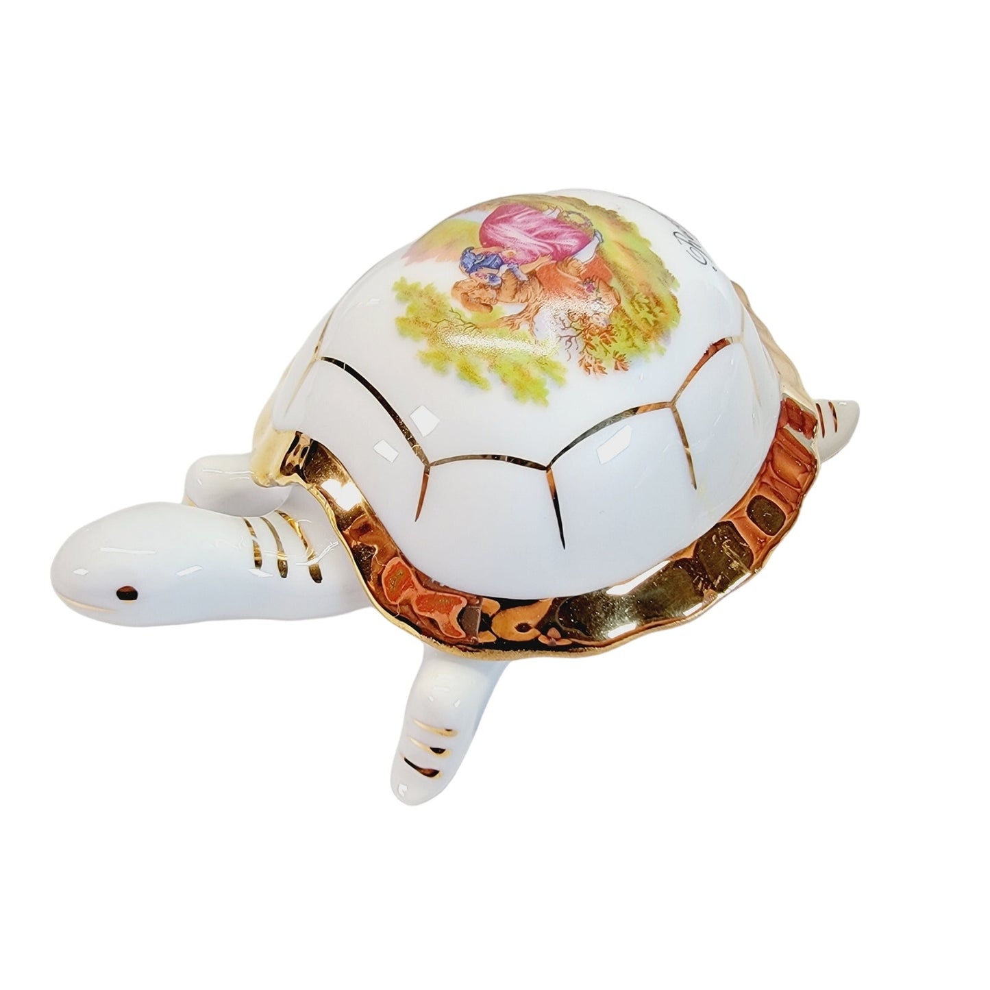 Elizabeth Arden Turtle Trinket Dish, Courting Couple, Lidded, Recuerdo de Toledo