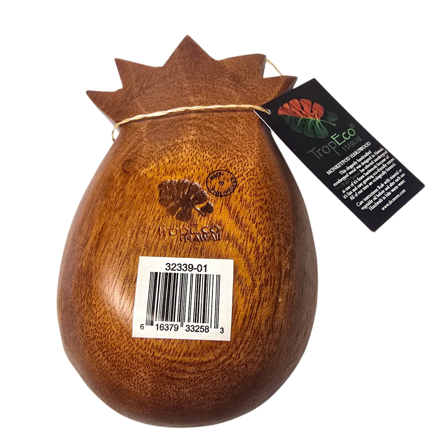 TropEco Hawaii Monkeypod Pineapple Trinket Dish NWT Wood Catch-all Tiki Rustic