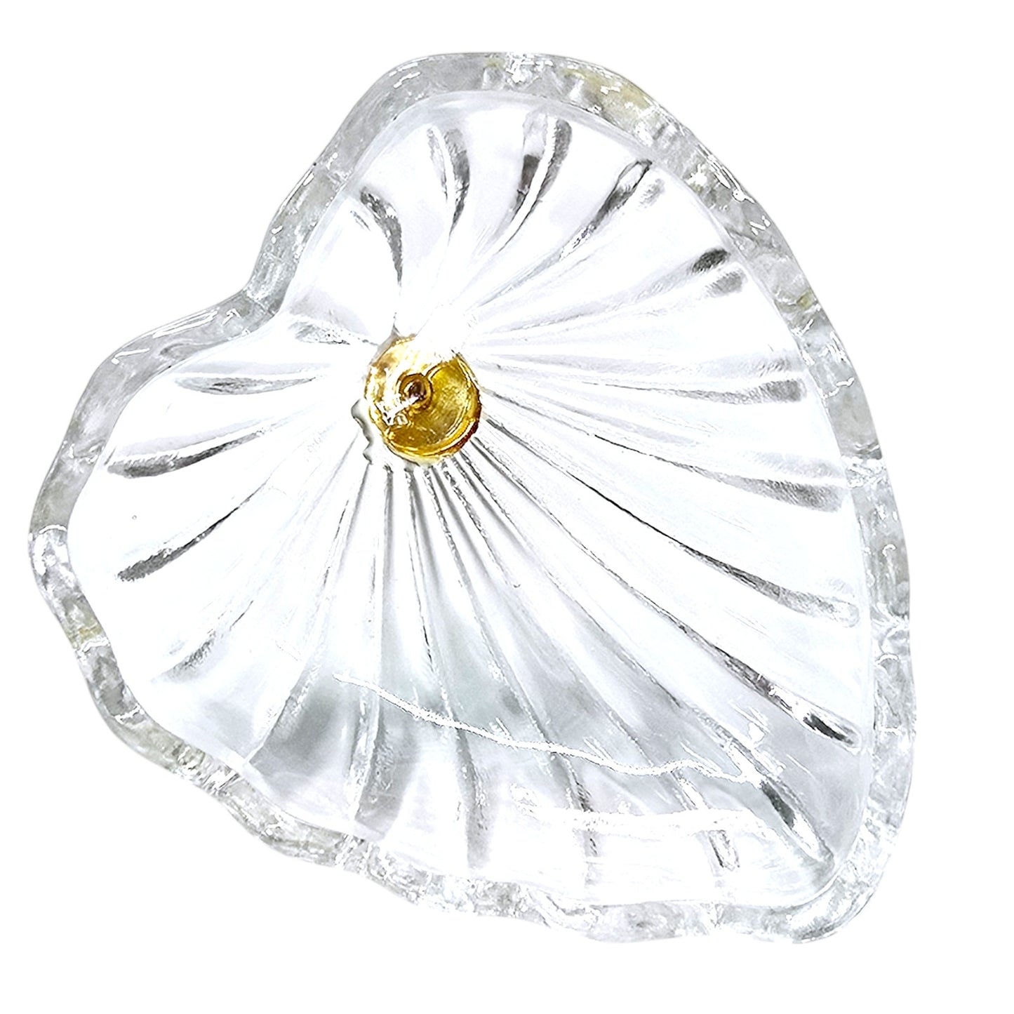 Gold Tone Pen Holder with Lead Crystal Heart Shaped Base Desktop Pen Holder