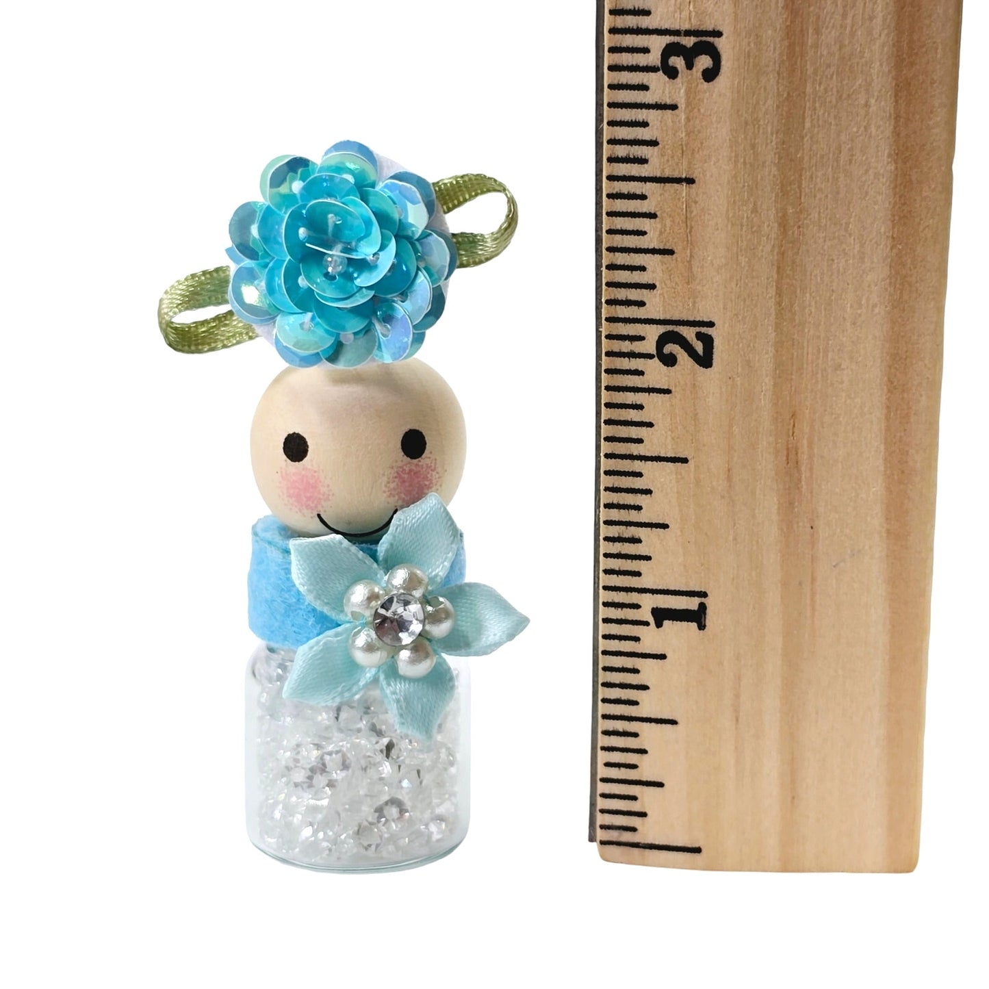 Turquoise Blue Flower Sparkly Single Hat Pin Holder