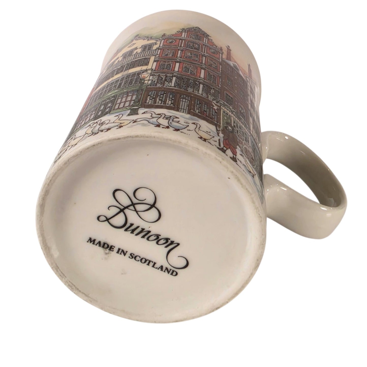 Dunoon Scotland Fine Bone China Mug Sue Scullard Village Street Geese Cup