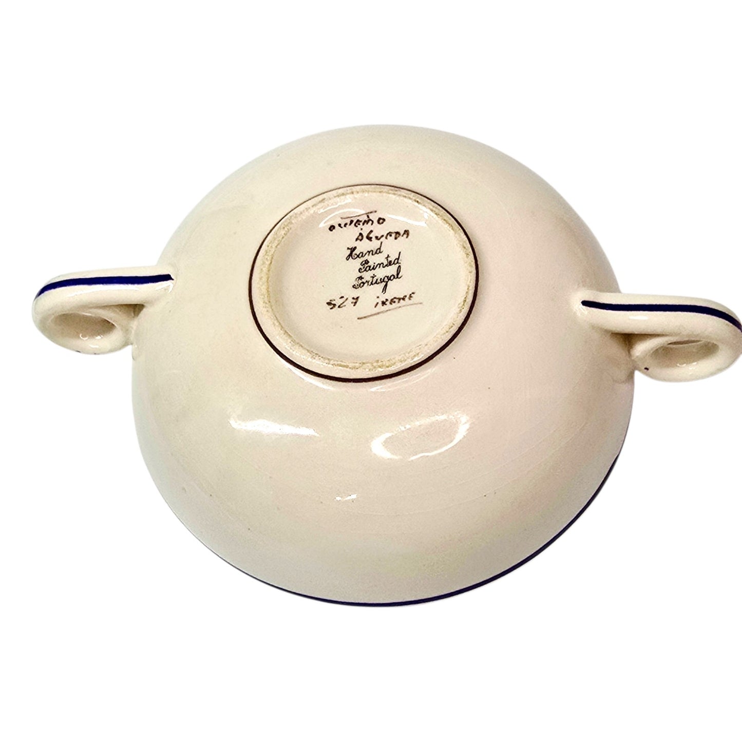 Outeiro Agueda Portugal Double Handle Bowl Hand Painted Folk Art Irene 527 Read