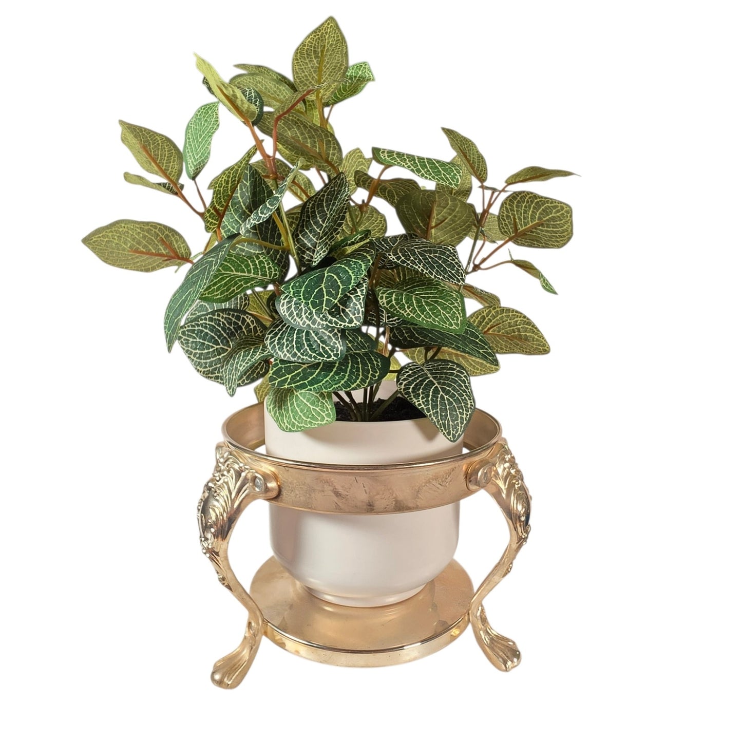 Vintage Silver Plated Plant Stand Cachepot Ring Lion Paw Feet Neoclassic Design